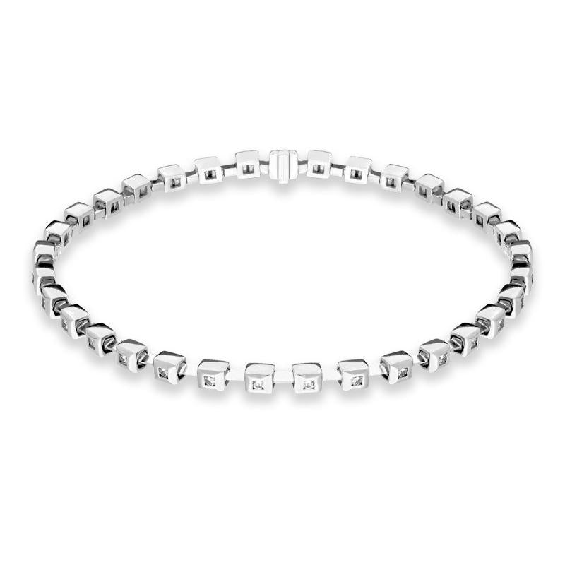 18ct White Gold Diamond Square Shape Tennis Bracelet B243BT