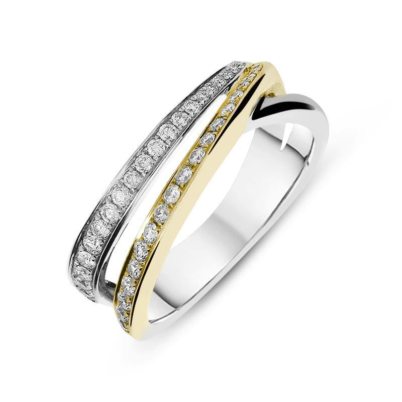 18ct White Gold Diamond Two Row Ring, ATD-097.