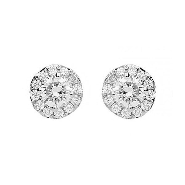 18ct White Gold Brilliant Pave 0.49 Carat Diamond Stud Earrings. E2103.