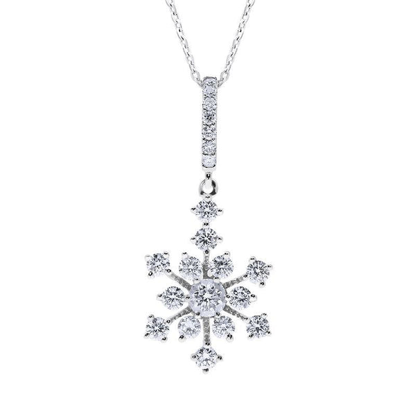 18ct White Gold Snowflake 0.43ct Diamond Pendant. P2829. 