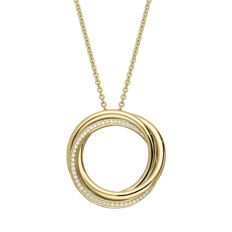 18ct Yellow Gold 0.14ct Diamond Open Circle Necklace STC-064