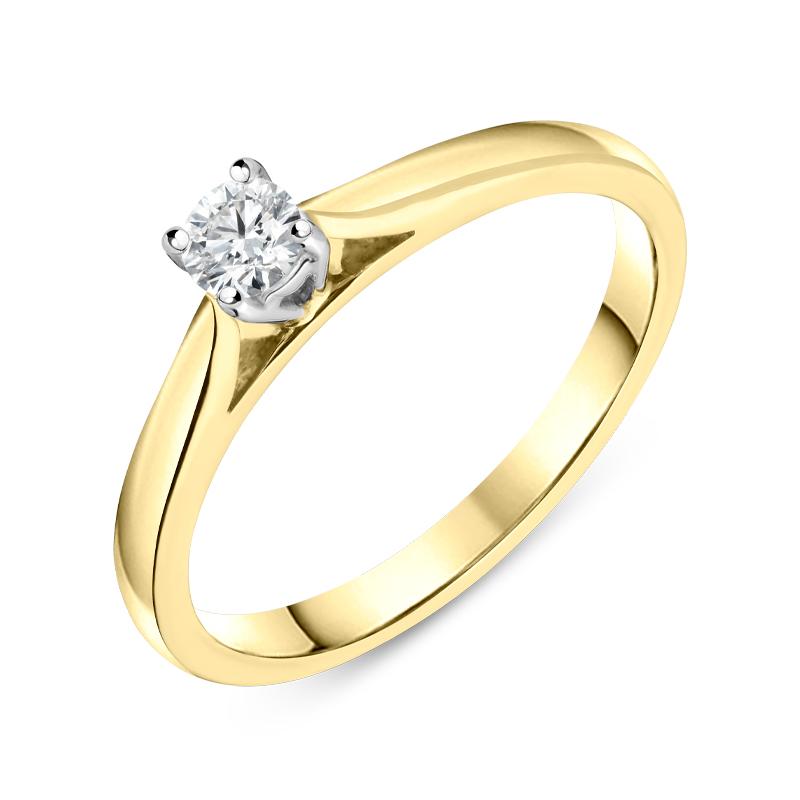 18ct Yellow Gold 0.15ct Diamond Solitaire Ring, FEU-2053.