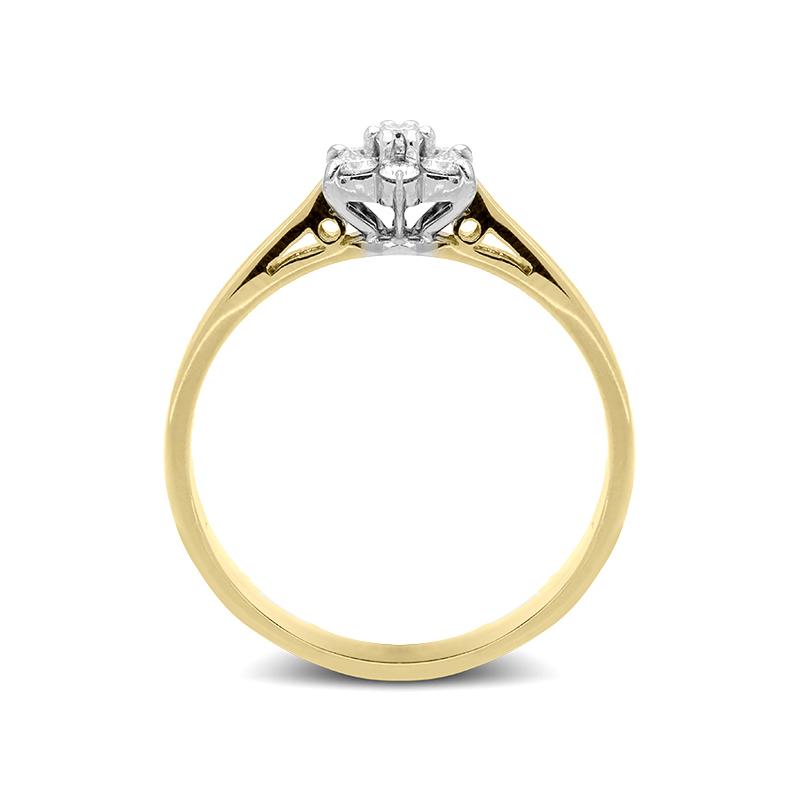 18ct Yellow Gold 0.16ct Diamond Flower Cluster Ring, FEU-572.
