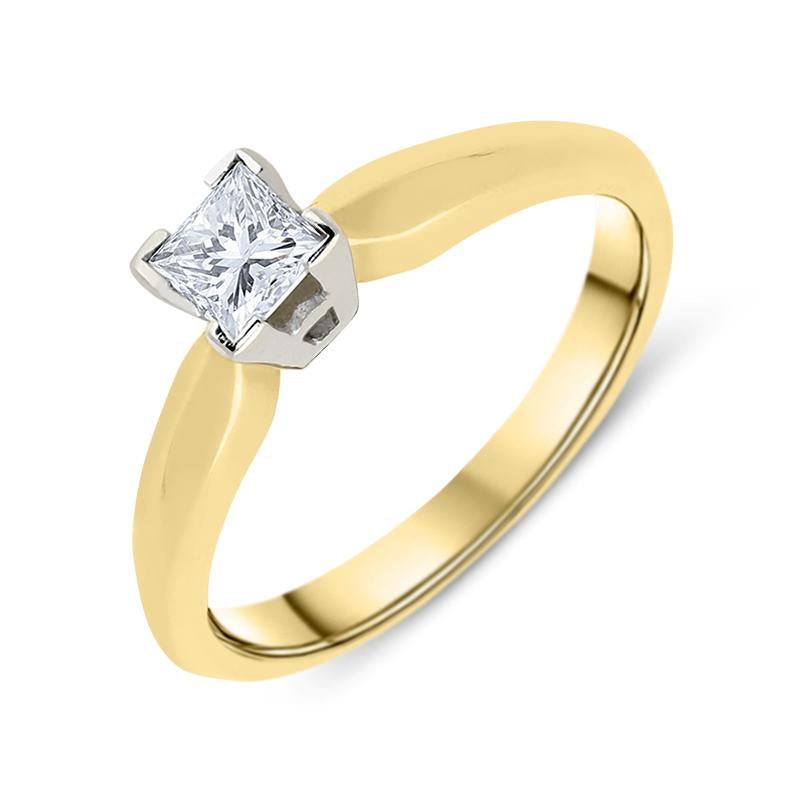 18ct Yellow Gold 0.23ct Diamond Princess Cut Solitaire Ring ATD-081.