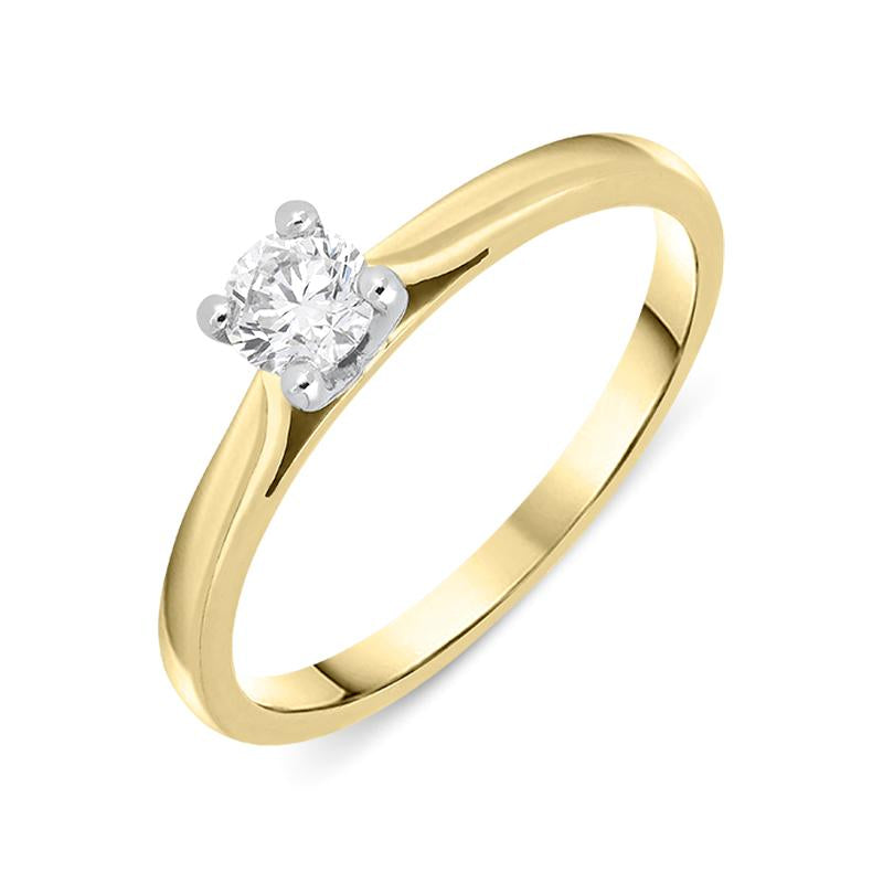 18ct Yellow Gold 0.25ct Diamond Brilliant Cut Solitaire Ring, FEU-746. 