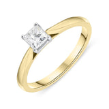18ct Yellow Gold 0.32ct Diamond Princess Cut Solitaire Ring. FEU-1547. 