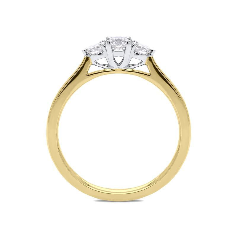 18ct Yellow Gold 0.35ct Diamond Brilliant Cut Trilogy Ring, FEU-499.
