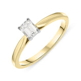 18ct Yellow Gold 0.35ct Diamond Emerald Cut Solitaire Ring, FEU-719.
