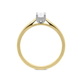 18ct Yellow Gold 0.35ct Diamond Emerald Cut Solitaire Ring, FEU-719.