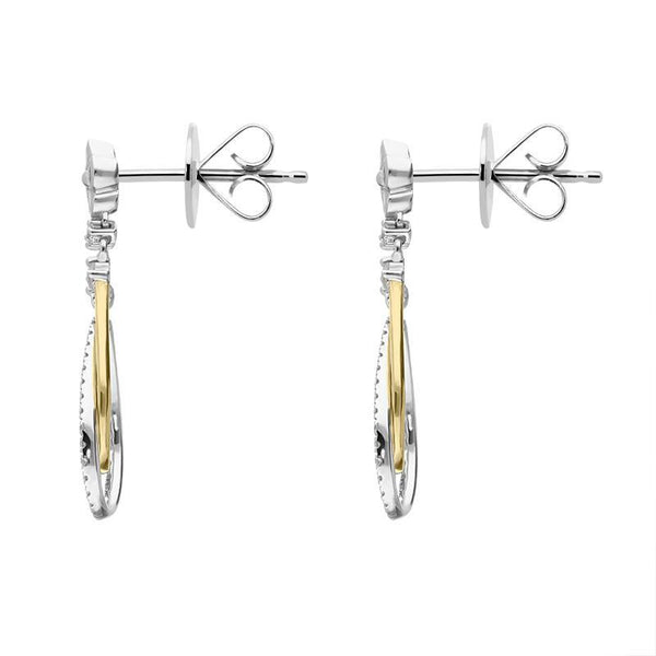 18ct Yellow Gold 0.35ct Diamond Flower Top Pear Drop Earrings FEU-1975