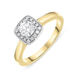 18ct Yellow Gold 0.38ct Diamond Brilliant Cut Halo Ring, FEU-1438. 
