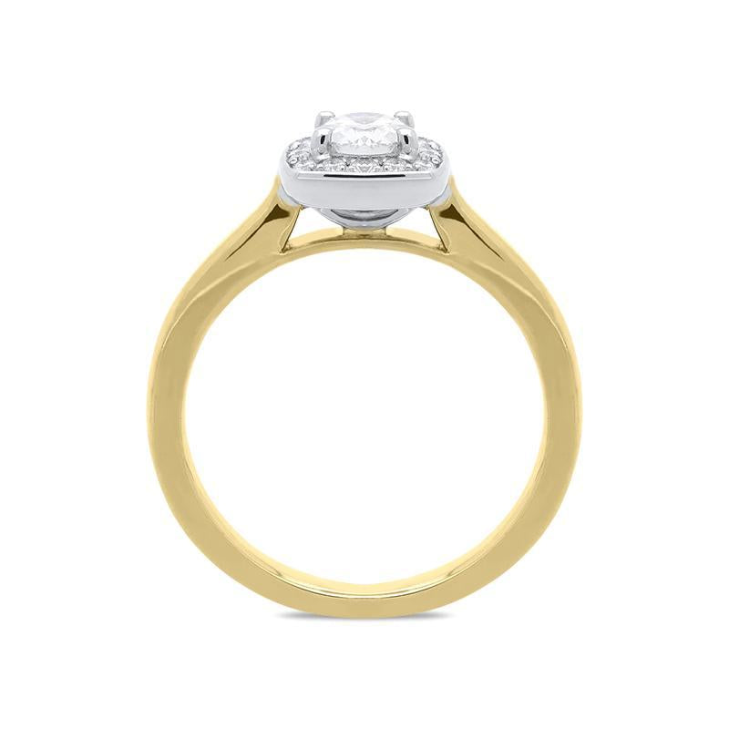18ct Yellow Gold 0.38ct Diamond Brilliant Cut Halo Ring, FEU-1438. 