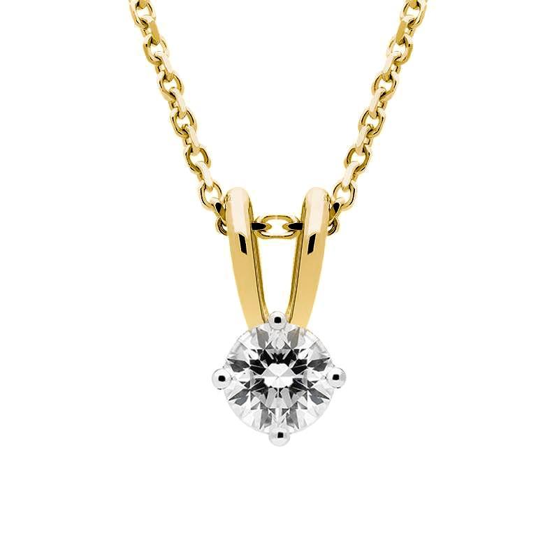 18ct Yellow Gold 0.40ct Diamond Brilliant Cut Solitaire Necklace, FEU-1623.