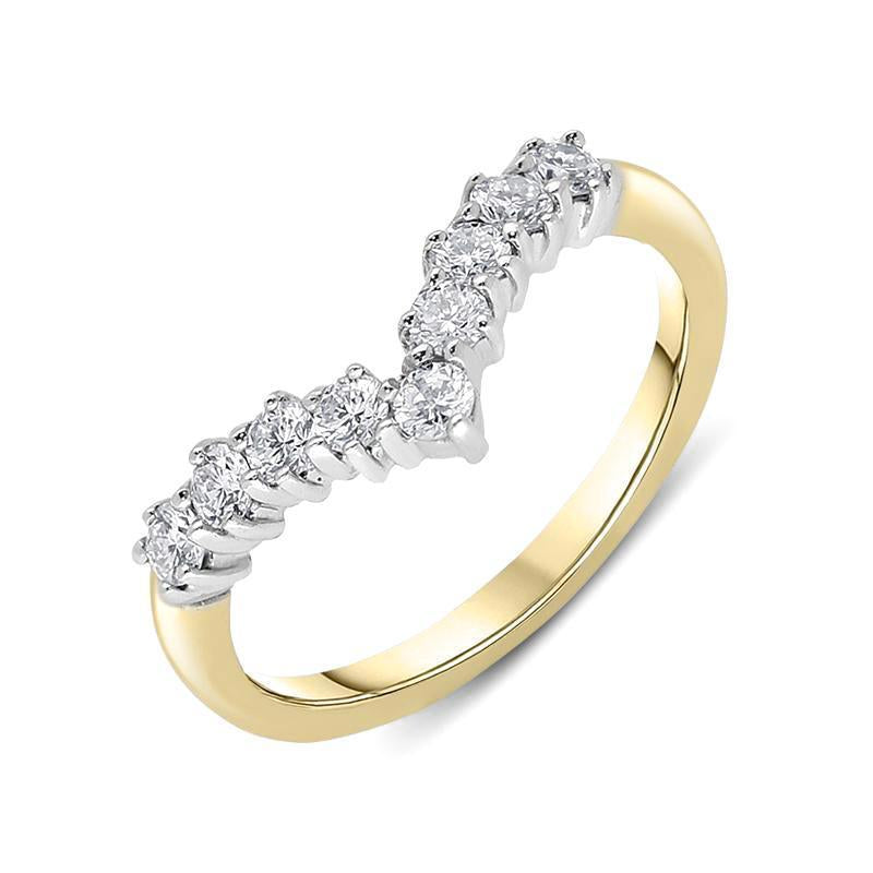 18ct Yellow Gold 0.46ct Diamond Wishbone Ring, FEU-898.