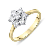18ct Yellow Gold 0.49ct Diamond Flower Cluster Ring, FEU-1243. 