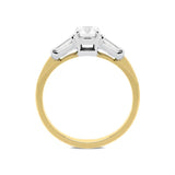 18ct Yellow Gold 0.50ct Diamond Baguette Cut Trilogy Ring, FEU-1480.