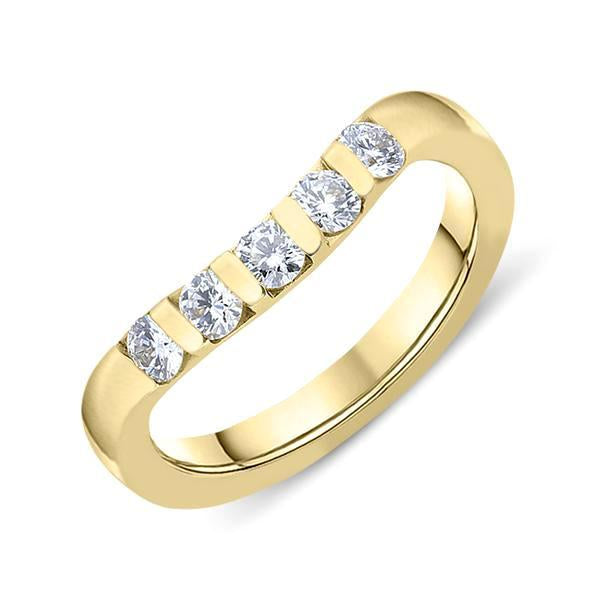 18ct Yellow Gold 0.50ct Diamond Wishbone Wedding Ring, FJT-071.