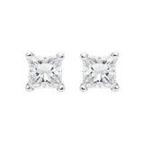 18ct Yellow Gold 0.52ct Diamond Princess Cut Solitaire Stud Earrings, FEU-251.
