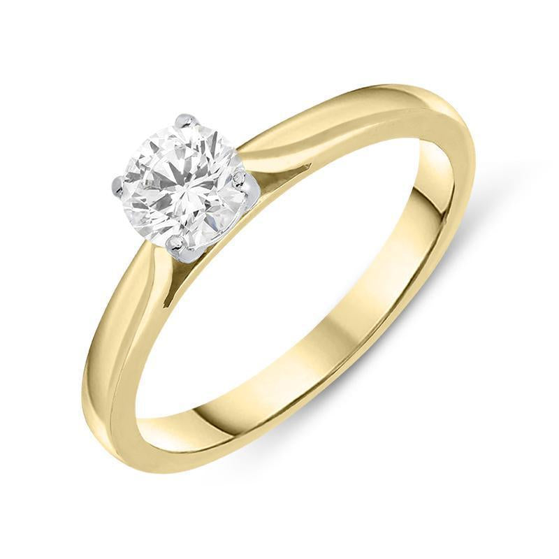 18ct Yellow Gold 0.53ct Diamond Solitaire Ring, FEU-714.