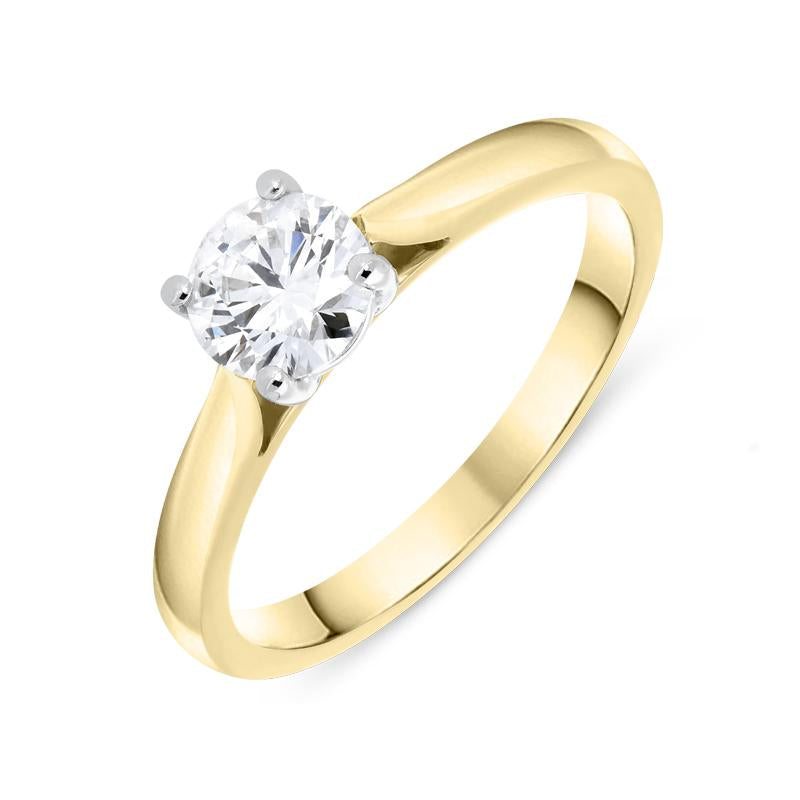 18ct Yellow Gold 0.63ct Diamond Brilliant Cut Solitaire Ring, FEU-1814. 