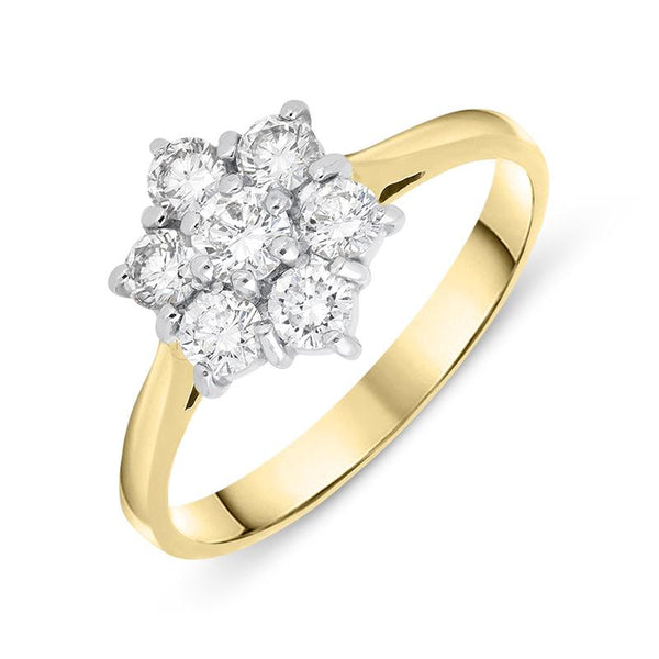 18ct Yellow Gold 0.63ct Diamond Star Cluster Ring, FEU-1497.