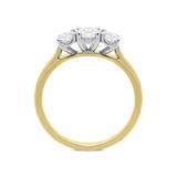 18ct Yellow Gold 0.75ct Diamond Brilliant Cut Trilogy Ring, FEU-1642.