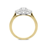 18ct Yellow Gold 0.76ct Diamond Brilliant Cut Trilogy Ring, FEU-1770.