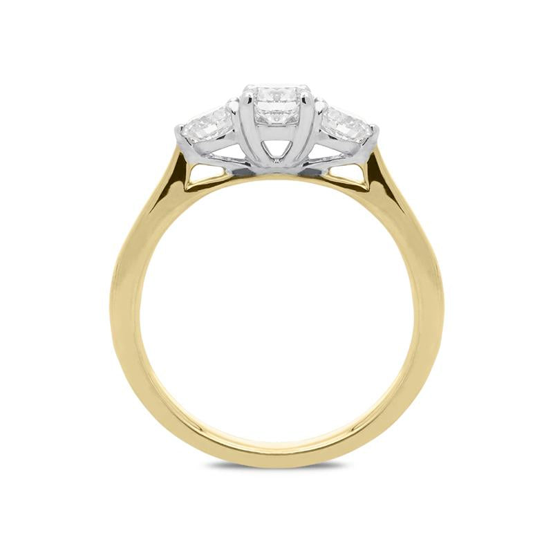 18ct Yellow Gold 0.76ct Diamond Brilliant Cut Trilogy Ring, FEU-1770.