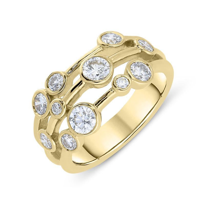 18ct Yellow Gold 0.96ct Diamond Bubble Dress Ring