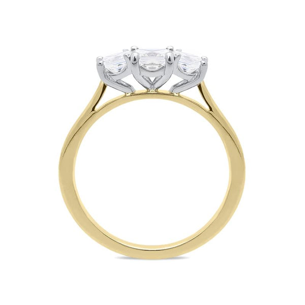 18ct Yellow Gold 1.00ct Diamond Princess Cut Trilogy Ring