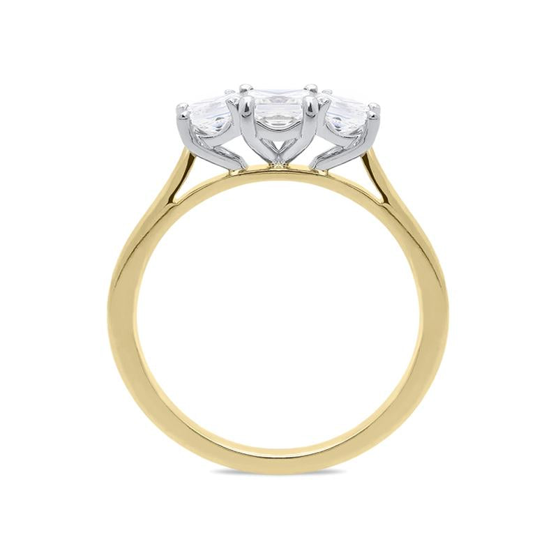 18ct Yellow Gold 1.00ct Diamond Princess Cut Trilogy Ring