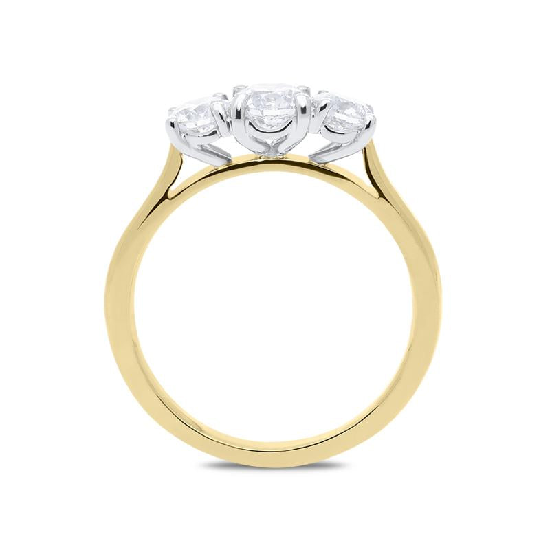 18ct Yellow Gold 1.03ct Diamond Trilogy Ring FEU-1810