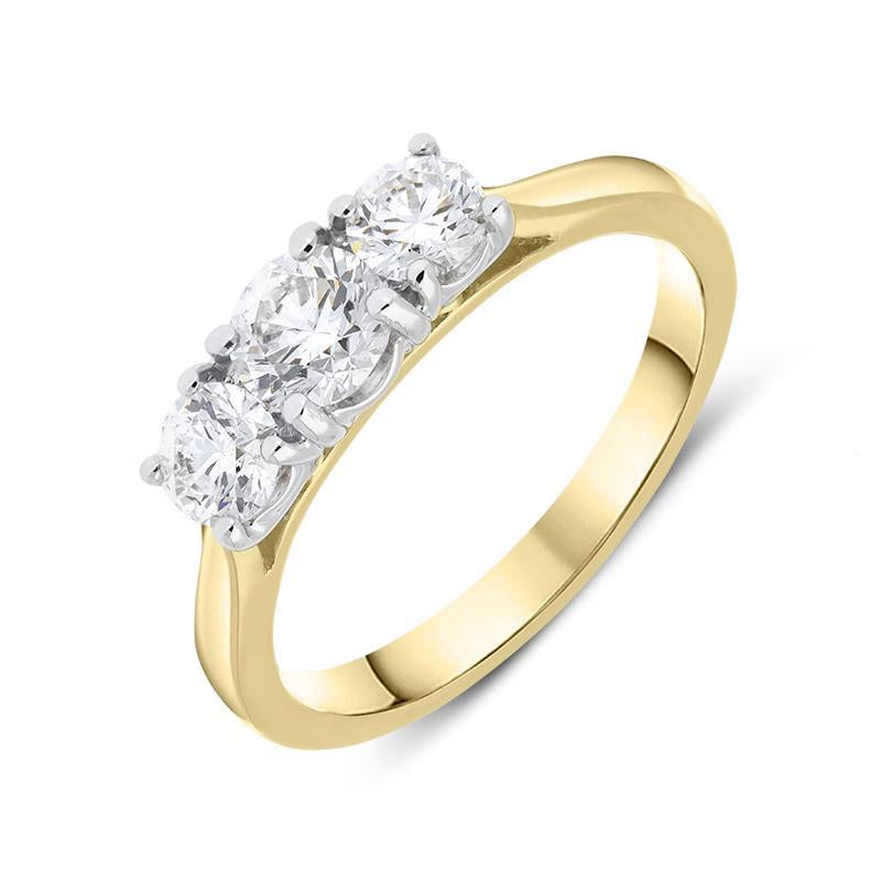 18ct Yellow Gold 1.03ct Diamond Trilogy Ring FEU-1810