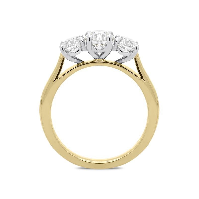 18ct Yellow Gold 1.53ct Diamond Brilliant Cut Trilogy Ring, FEU-1769.