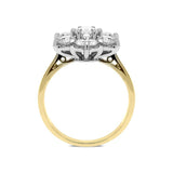 18ct Yellow Gold 2.07ct Diamond Flower Cluster Ring, FEU-1274.