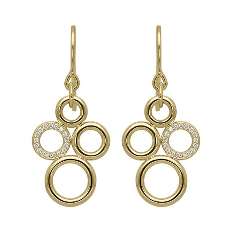 18ct Yellow Gold 0.14ct Diamond Circle Bubble Earrings STC-047