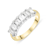 18ct Yellow Gold Diamond Emerald Cut Half Eternity Ring, FEU-901.
