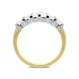 18ct Yellow Gold Diamond Emerald Cut Half Eternity Ring, FEU-901.