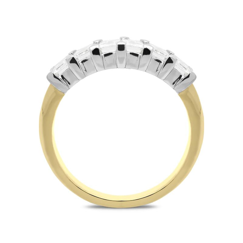 18ct Yellow Gold Diamond Emerald Cut Half Eternity Ring, FEU-901.