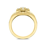 18ct Yellow Gold Diamond Enamel Flower Ring 021337PJ