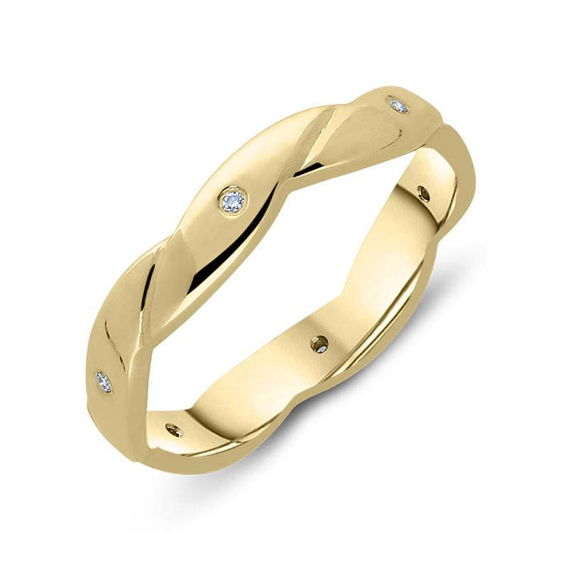 18ct Yellow Gold Diamond Twisted Wedding Ring, CGN-625.