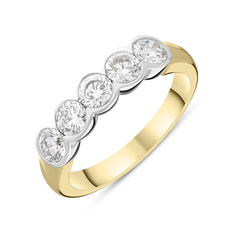 30186393 18ct Yellow Gold 1.04ct Diamond Bezel Set Half Eternity Ring, FEU-2309