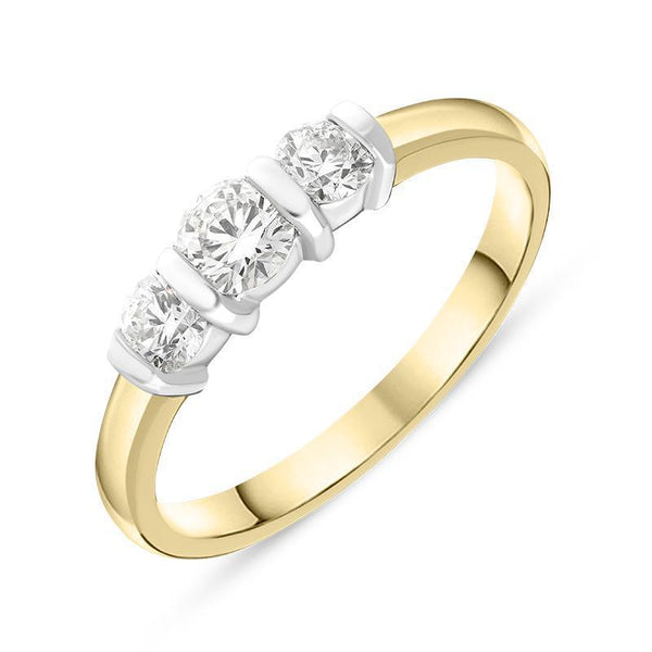 30186394 18ct Yellow Gold 0.50ct Diamond Trilogy Bar Set Ring, FEU-2310