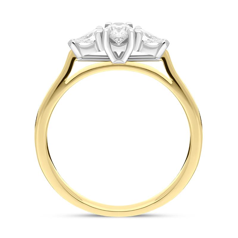 30186397 18ct Yellow Gold 0.41ct Diamond Trilogy Pear Cut Ring. FEU-2313