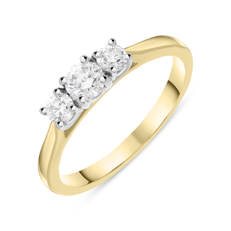 30186399 18ct Yellow Gold 0.50ct Diamond Trilogy Ring, FEU-2315