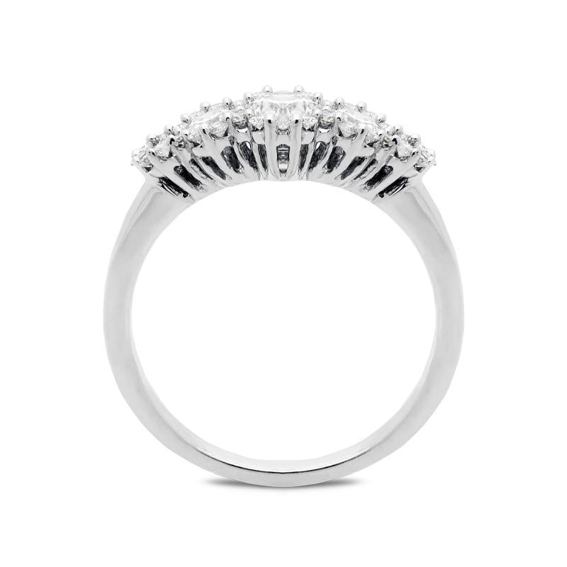 18ct White Gold 0.87ct Diamond Graduated Cluster Ring, 15.02203.014.