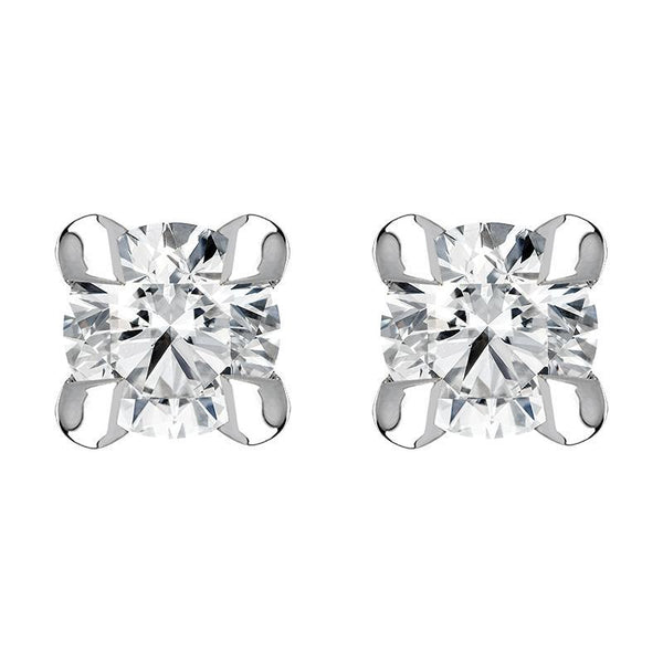 30183034 18ct White Gold 0.10ct Diamond Claw Set Solitaire Stud Earrings, BLC-182.