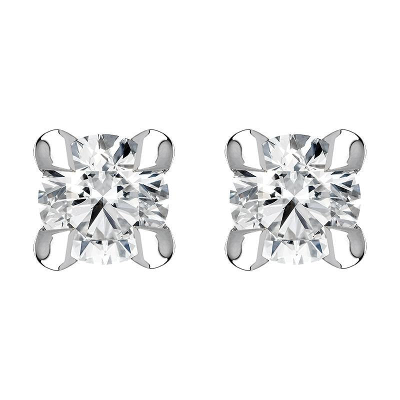 30183034 18ct White Gold 0.10ct Diamond Claw Set Solitaire Stud Earrings, BLC-182.