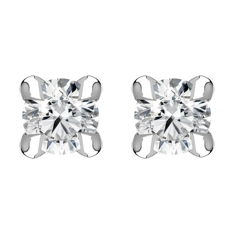 30183035 18ct White Gold 0.14ct Diamond Claw Set Solitaire Stud Earrings, BLC-183.