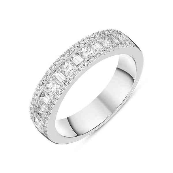 00186198 Platinum1.08ct Diamond Three Row Half Eternity Ring, FEU-2293